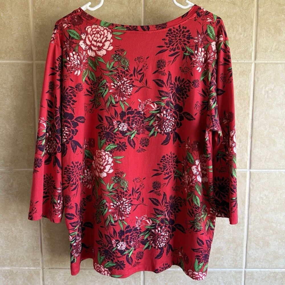 The Pioneer Woman Blouse Top Size XL Floral V-Neck Pullover 3/4 Sleeve Casual - Picture 2 of 8